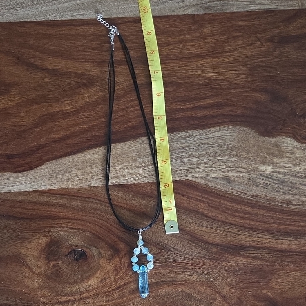 Gorgeous Blue Aqua Aura Quartz Pendant Necklace 18" with 2" extender - Picture 5 of 5